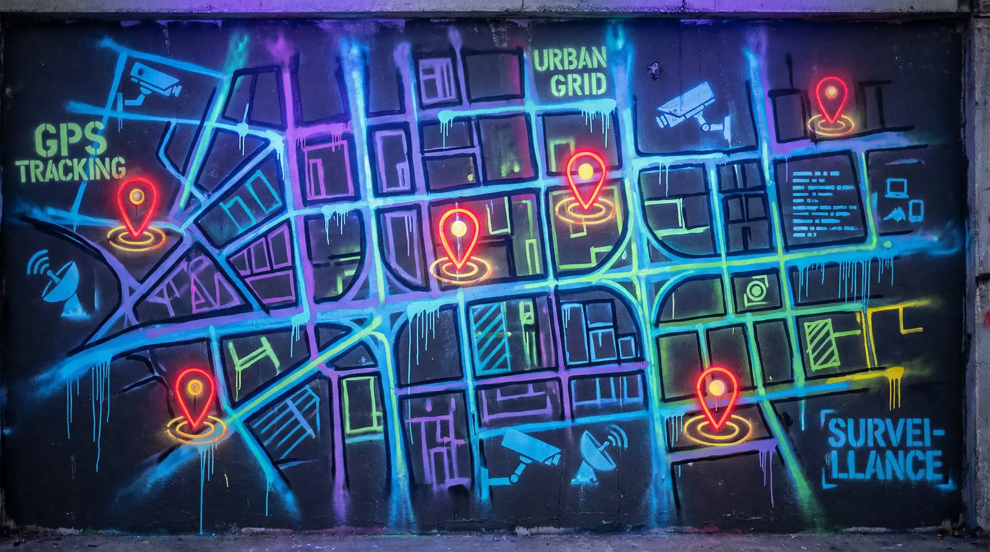 版载千秋攻略 狗仔追踪地图 - 城市涂鸦风格
